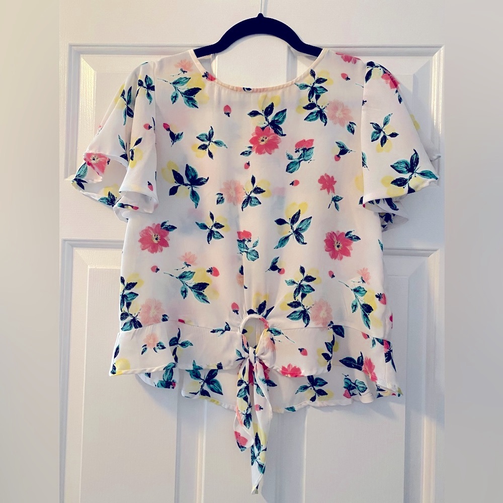 white floral top